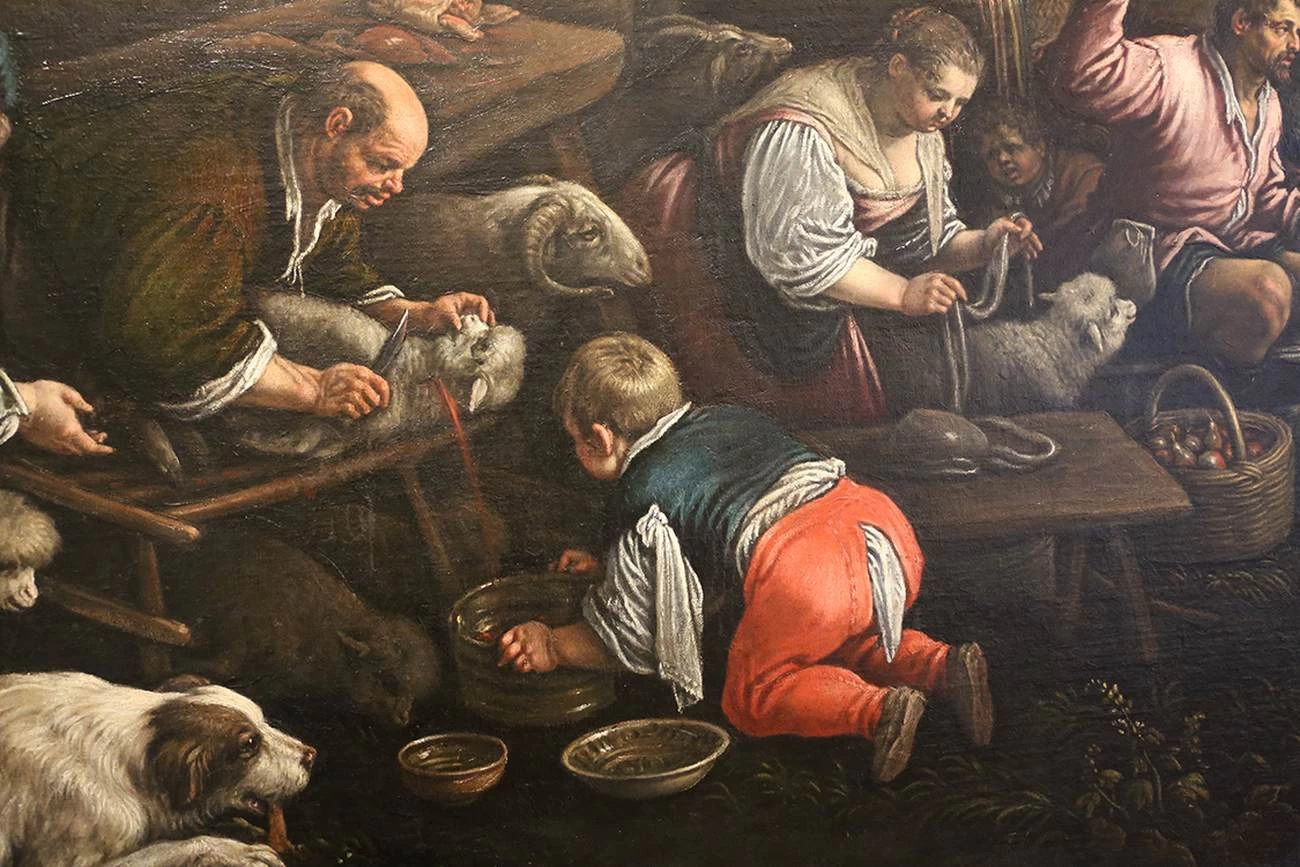 116-Leandro Dal Ponte, detto Bassano-Mercato - Galleria Sabauda, Torino - dettaglio  